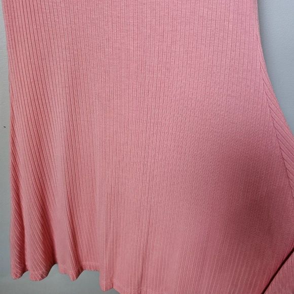 EUC WORN ONCE ROXY RIBBED PEACH DEEP V NECK BUTTONED SLEEVELESS DRESS XL - Picture 6 of 14